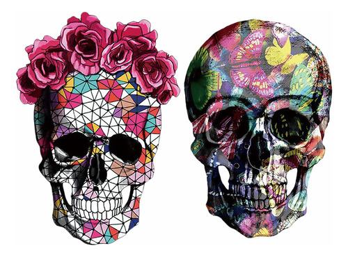 Set De 2 Parches Transferibles Con Diseño De Calavera Con Di