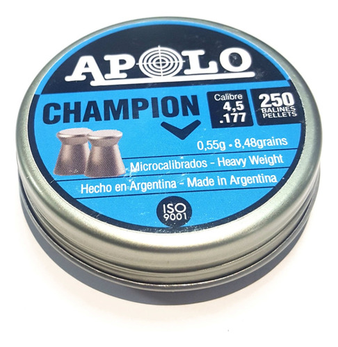 Diabolos Balines Apolo Champion 4.5mm X 250 Und 8,48 Grains