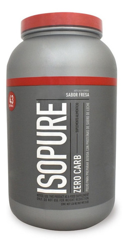 Suplemento en polvo Isopure Zero Carb proteína sabor strawberries & cream en pote de 1.36kg