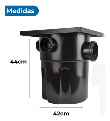 Caixa De Gordura 18 Litros Completa Com Tampa E Cesto 44cm Cor Preto