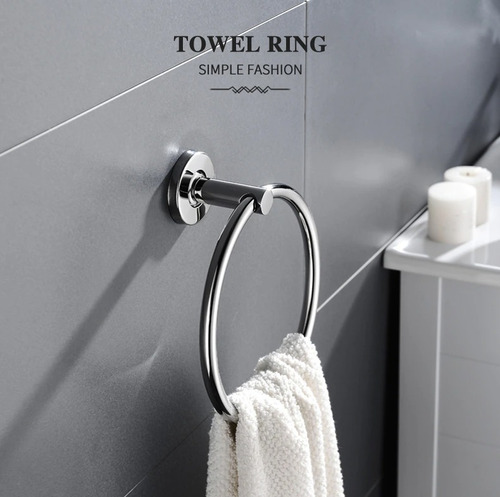 Imagen 2 de 10 de Porta Toalla Anillo Baño Hogar Acero Inoxidable Premium