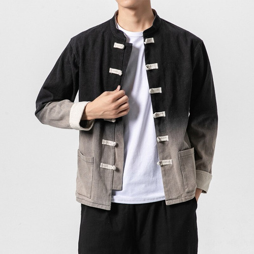 Men Asian Tang Suit Gradient Shirt Jacket Men Shirt Jacket