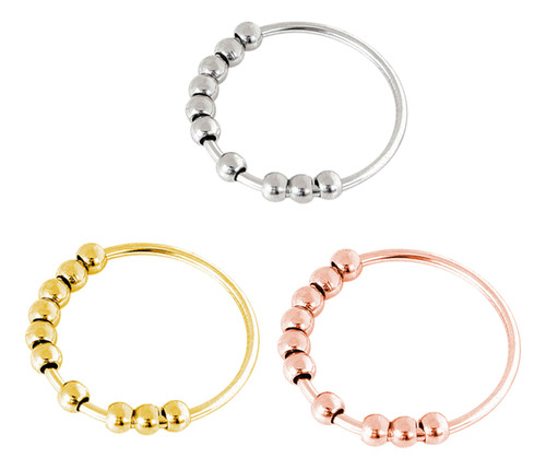 Anillo Antiestrés Y Ansiedad De Acero Inoxidable, 3 Unidades
