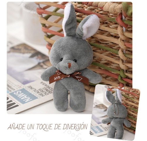 10 Llaveros De Moda Ositos Conejo Peluche Manualidade Foofoo Blanco