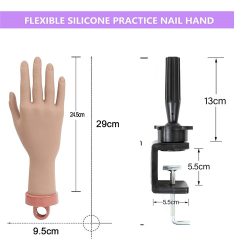 Kit De Mano De Práctica Para Uñas Acrílicas, Mano Falsa Para