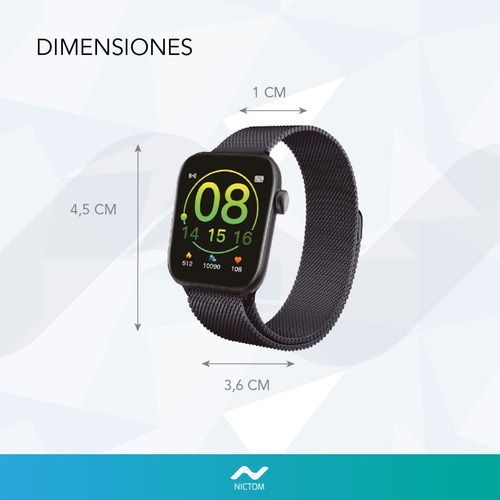 Imagen 9 de 9 de Smartwatch Nictom Nt14 1,75 Notificaciones + Malla Metálica