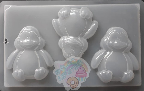 Imagen 1 de 4 de *molde Mediano Gelatina Jabon 3 Pinguinos Yeso Chocolate
