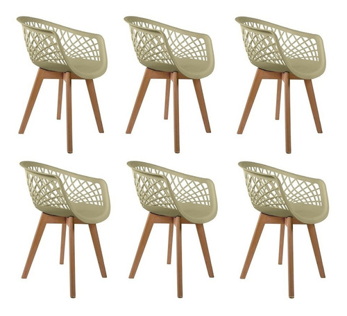 Imagem 1 de 4 de 6.cadeira Web Cloe Clarice Sidera Base Wood - Artiluminacao