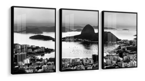 Quadro Rio De Janeiro Corcovado Preto E Branco Com Vidro