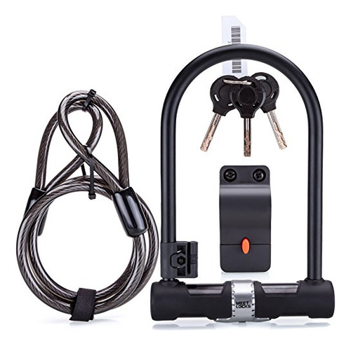 Bike U Lock With Strong Cable, Heavy Duty Combination B...