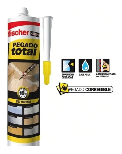 Imagen 2 de 8 de Pegado Total Fischer 10 Seg Multimaterial Adh Montaje 310ml