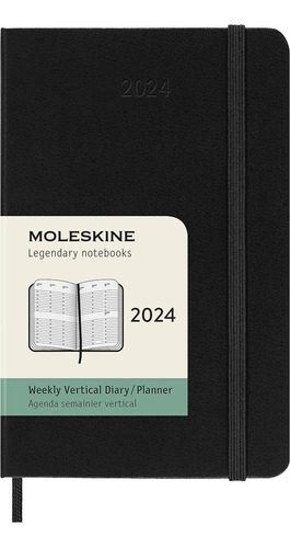 Agenda Semanal Vertical Moleskine 2024 Tapa Dura Negra -p