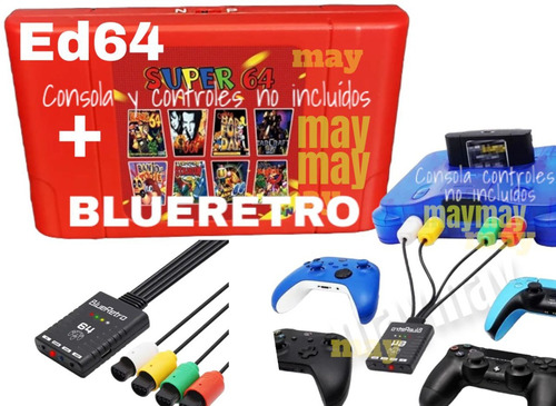 Cartucho Nintendo 64 Ed64 Plus R 340 N64 Y Blueretro Adaptad