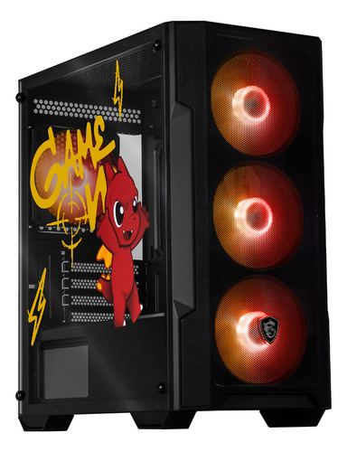Gabinete Gamer Xtreme Pc Gaming Lucky Msi Edition Micro Torre Micro Atx 4 Fan Rgb Acrilico