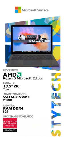 Surface Laptop 4 Touch Ryzen 5 Ram 8gb Ssd 256gb 13.5 Plateado (Usado)