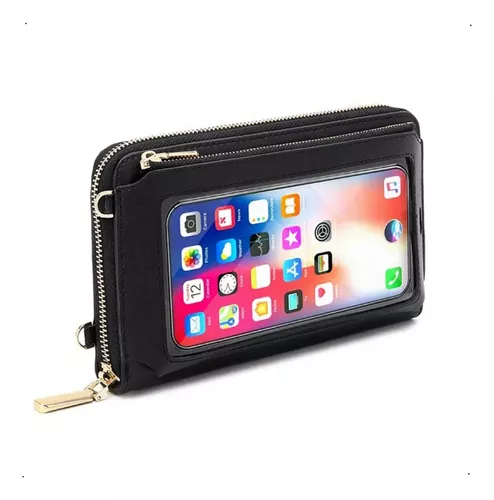 Bolso rosa para teléfono celular, bolso cruzado con ventana táctil para  mujer, bolso de teléfono móvil con correa de hombro para muñeca, funda