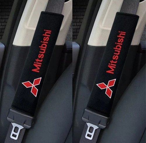 Par De Almohadillas Cubre Cinturones Con Logo Mitsubishi