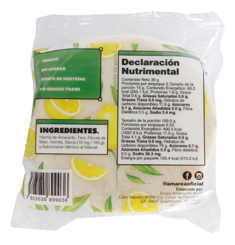 Amarea® Oblea De Amaranto Sabor Limone | 100 Piezas