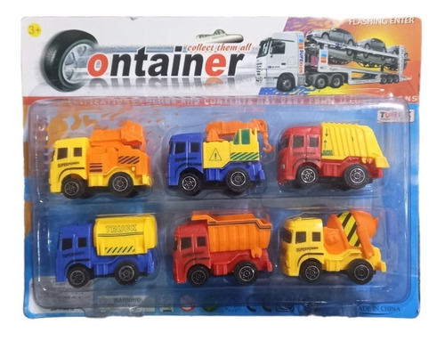 Set De 6 Camiones De Construccion Pequeños Colores