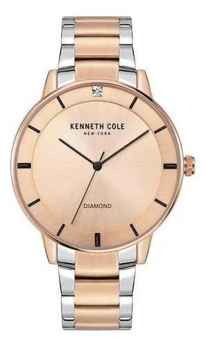 Kenneth Cole Ny - Reloj Análogo Kc50857001b Hombre Color de la correa Plata Color del bisel Oro rosa Color del fondo Oro Rosa