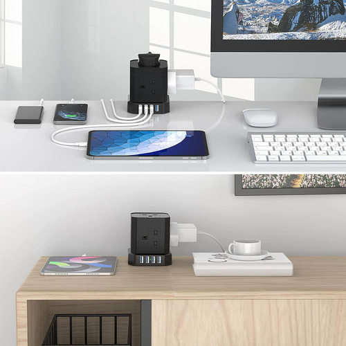Cabo De Extensão Em Cubo Com Usb, Plugue De 5 Vias, 4 Usb, C