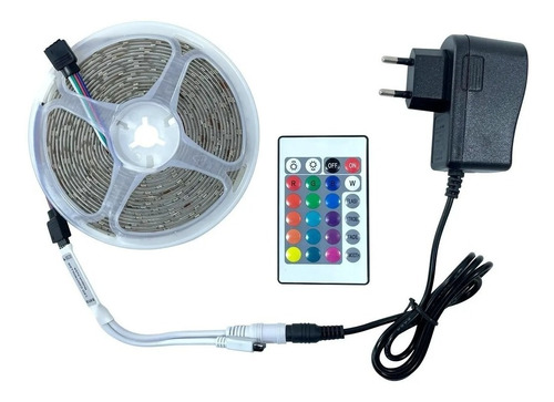 Fita Led 10m Rgb 3528 Siliconada 300 Led Controle E Fonte