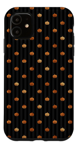 iPhone 11 Halloween Pumpkin Stripes Imprimir Diseño Negro Y