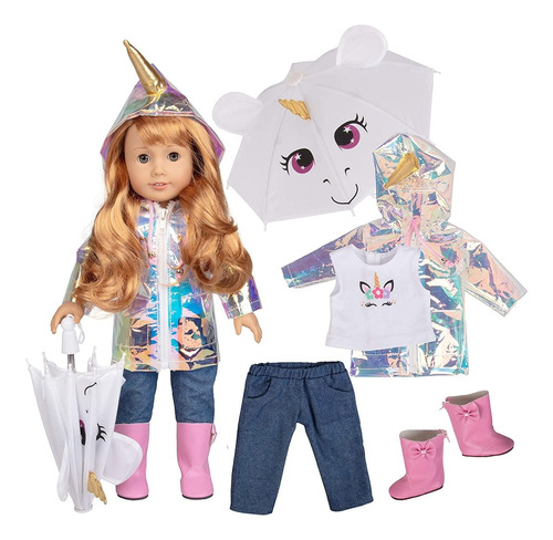 Ropa De Muñeca Con Unicornio Arco Iris Para Muñecas Americ