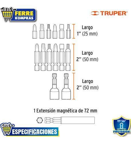 Juego De 47 Puntas Mixtas Largos 1 Y 2