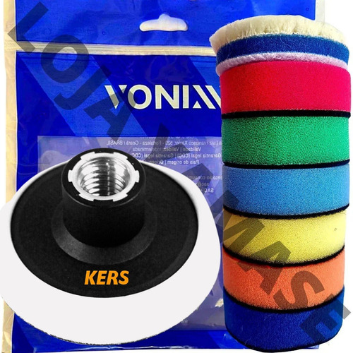 Kit Polimento 7 Boinas Vonixx + Suporte Prato 2'' 5/8 Kers