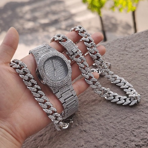 Juego De Reloj, Collar Y Pulsera De Diamantes