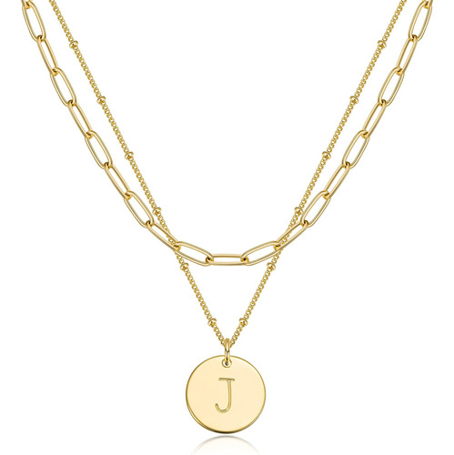 Mevecco Collares Con Inicial De Oro Para Mujer, Chapado En O