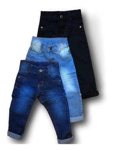 Combo 3 Calça Jeans Infantil Meninos 1 A 8 Anos