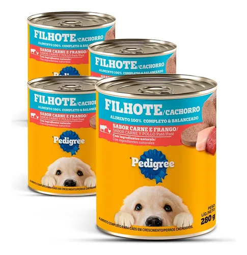 comprar Combo 4 Lata Pedigree Patê Cães Filhotes Carne E Frango 280g