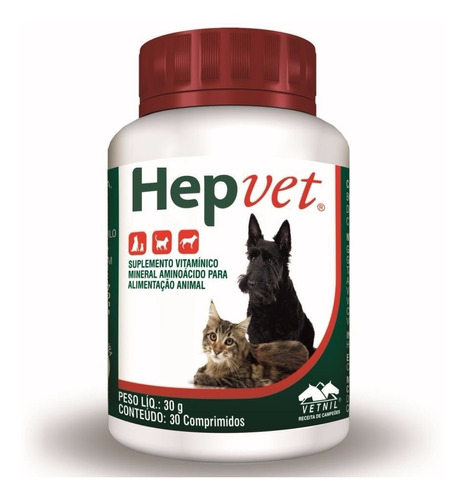 Hepvet Ayuda Metabolismo Perros Gatos 30 Comprimidos