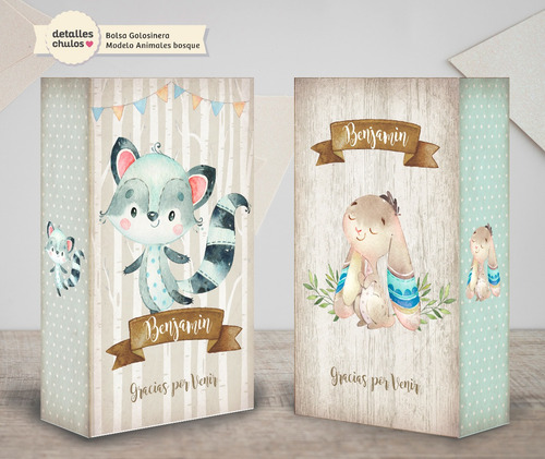 Bolsitas Golosineras Personalizadas Animales Bosque Candy