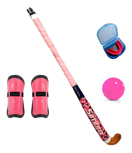 Kit Hockey Simbra Palo Bocha Canilleras Bucal 28 Al 37 Stick