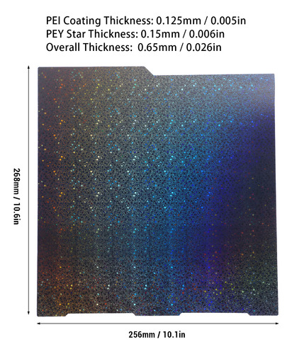 Impressora 3d Pei Pey Build Plate Textured Star 256x268mm