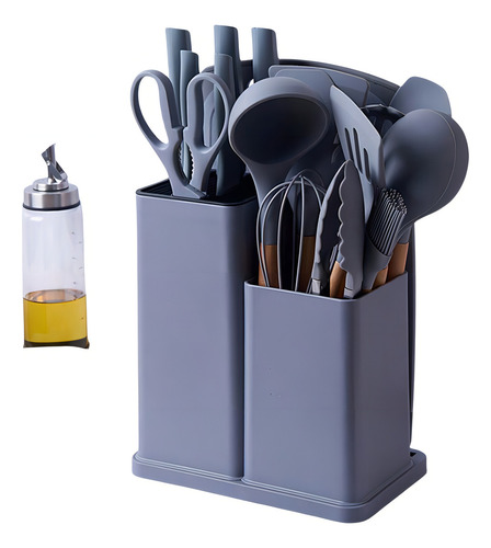 Utensillos Cocina Sets De 19 Espatulas Brochas Color Gris Claro