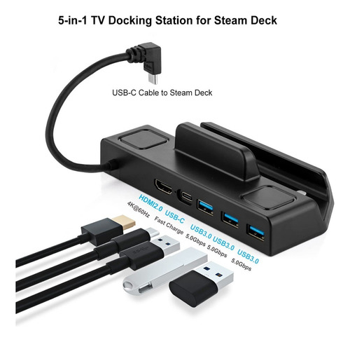 Base Hdmi Dock Tv Para Deck Accessories 5 En 1
