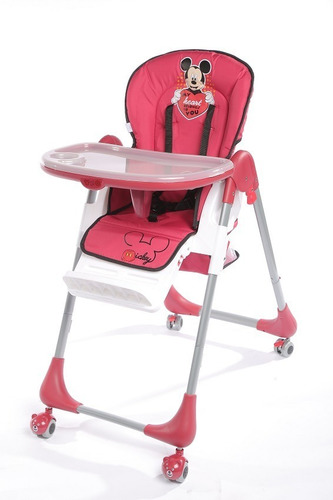 Silla De Comer Bebe Top Disney, 5 Posic. De Altura, 3 De Reclinado, Pliega, Doble Bandeja, Rueditas