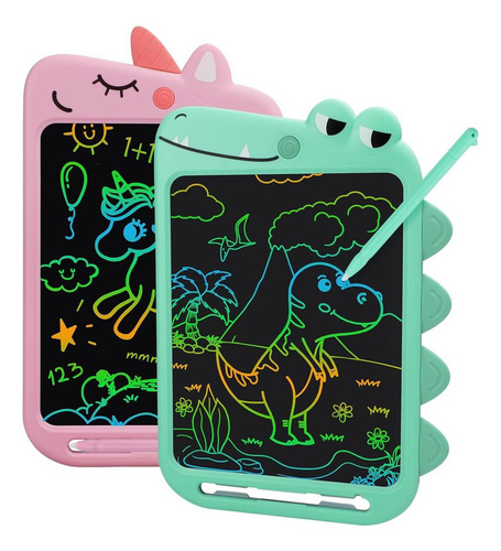 Tableta De Escritura Lcd Fullware 10 Verde-rosa Para Niños