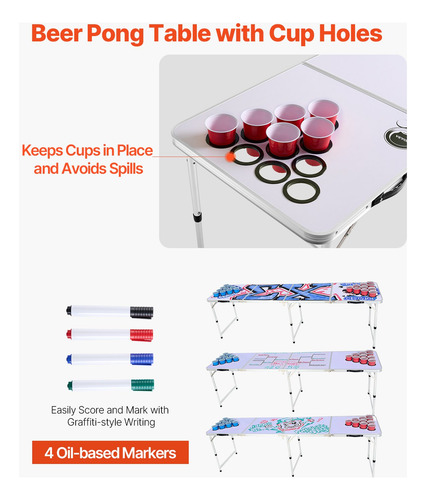 Mesa Para Beer Pong Mesa De Juegos De Beber Plegable Pizarro