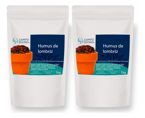 Humus De Lombriz 2kg Abono Organico Plantas, Cultivos