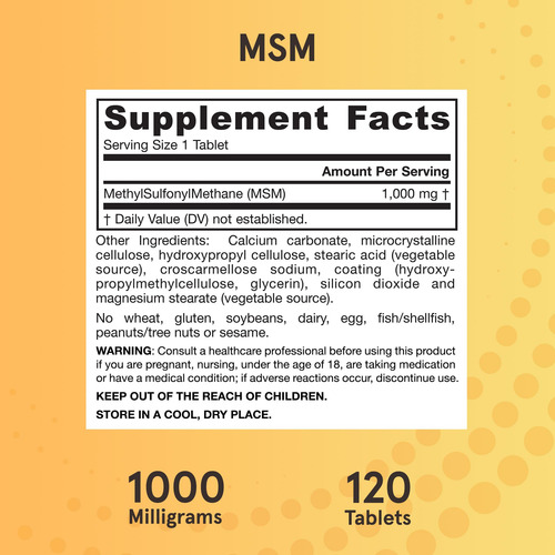 Suplemento Jarrow Formulas Msm 1000mg 120 Comprimidos