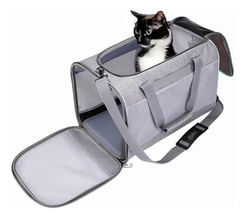 Soku Mochila Viaje Perro Gato Grande Antirasguños Premium Color Gris