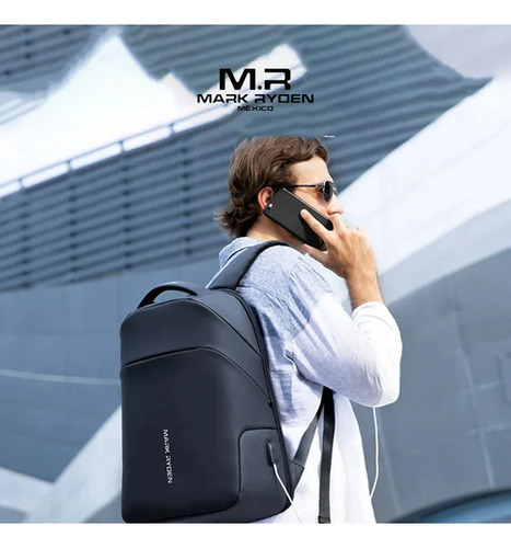 Mochila Notebook Até 15,6 Anti Furto C/ Trava Tsa com Capa de Chuva Embutida Modelo Urbanite Mark Ryden - Preto Fosco
