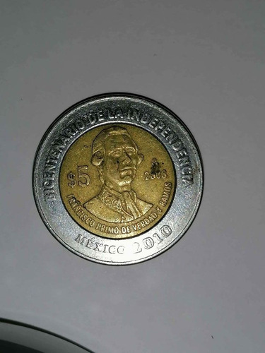 Moneda $5 Pesos 2008 Fco. Primo De Verdad Sin Puntos