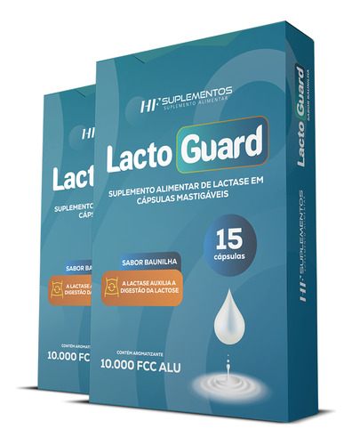 2x Lacto Guard 15 Caps Mastigável Sabor Baunilha Hf