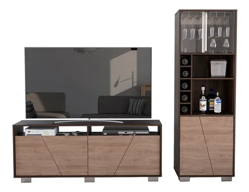 comprar Rack Tv55 + Bar Alto Fraktal - Habano \u002F Miel